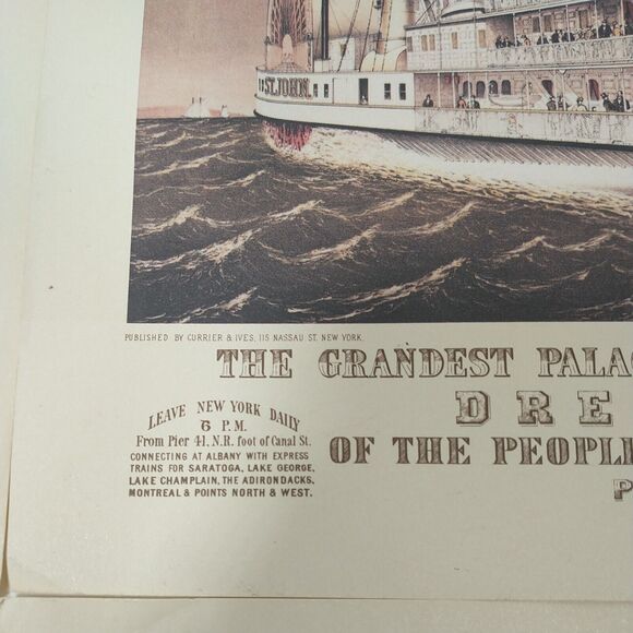 4 Currier And Ives The River Lithograph Prints Mississippi Steamboat Mayflower - Picture 11 of 15